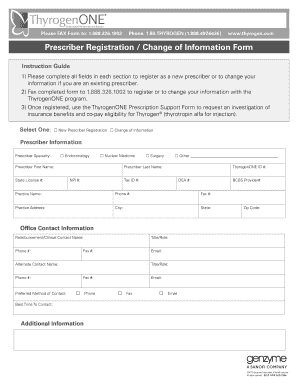 ThyrogenONE Prescriber Registration Form