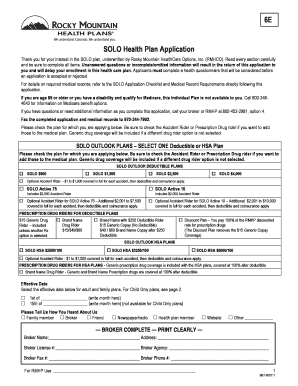 SOLO Health Plan Application