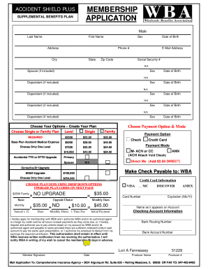 Accident Shield Plus Membership Application