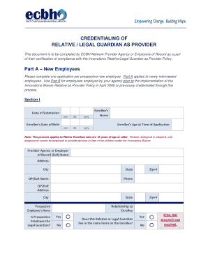 Credentialing of Relative / Legal Guardian as Provider