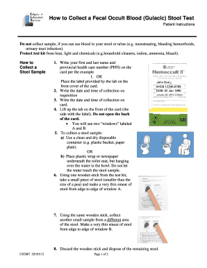 Fecal Occult Blood Test Instructions