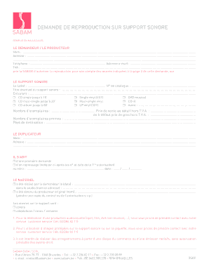 DEMANDE DE REPRODUCTION SUR SUPPORT SONORE
