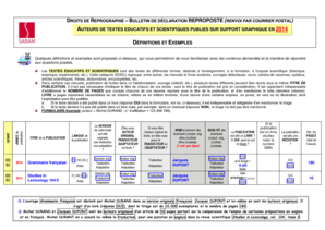 Bulletin de déclaration reprographie