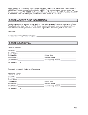 Renaissance Charitable Gift Fund Application