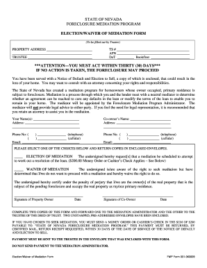 Nevada Foreclosure Mediation Election/Waiver Form