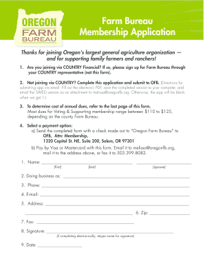 Oregon Farm Bureau Membership Application