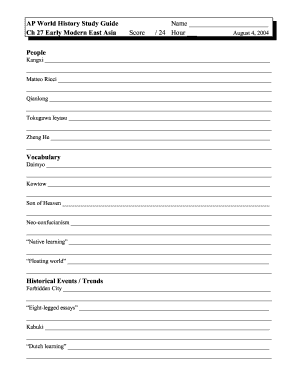 AP World History Study Guide Name Ch 27 Early Modern East