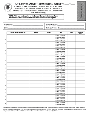 Kansas Animal Submission Form