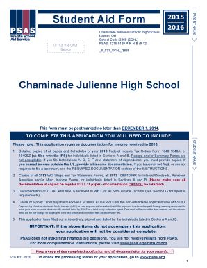 Student Aid Form 2015