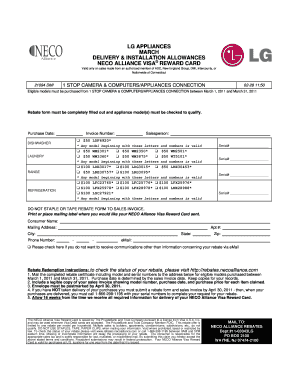LG Appliances Rebate Form