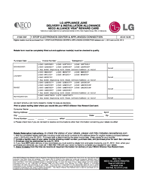 LG Appliance Delivery and Installation Rebate Form