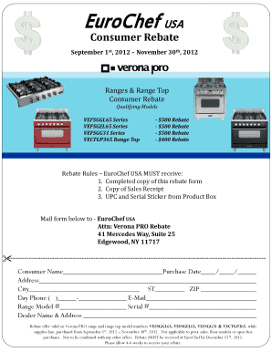 EuroChef USA Consumer Rebate Form
