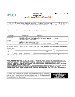 KitchenAid March Rebate Form