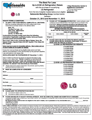 LG Refrigerator Rebate Form
