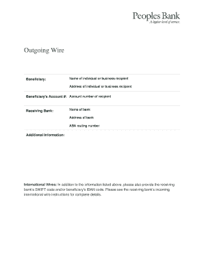 Outgoing Wire Transfer Form