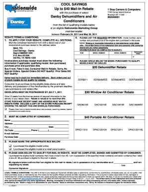 Danby Dehumidifier and Air Conditioner Rebate Form