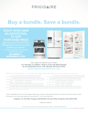 Frigidaire 5% Off Rebate Form