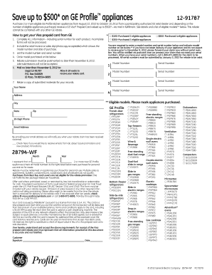 GE Profile Appliance Rebate Form