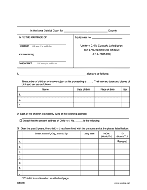 Iowa Uniform Child Custody Jurisdiction Affidavit