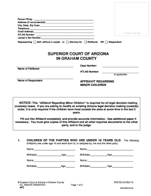 Affidavit Regarding Minor Children