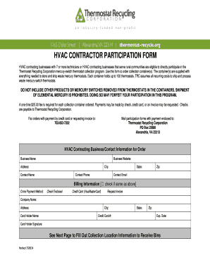 HVAC Contractor Thermostat Recycling Form