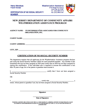 New Jersey Weatherization Assistance Program Certification
