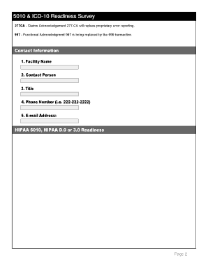 5010 & ICD-10 Readiness Survey