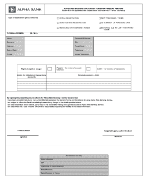 Alpha Web Banking Application Form