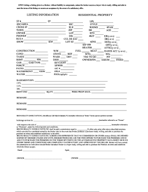 Residential Property Listing Agreement