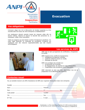 Formulaire de Plan d'Évacuation de Sécurité Incendie