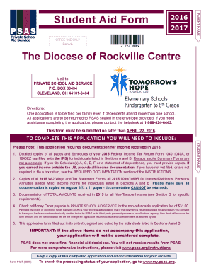 Private School Aid Form 2016