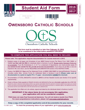 Student Aid Form 2016