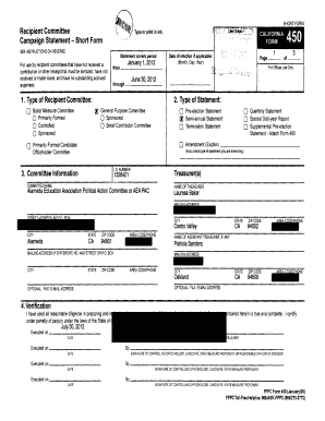 California Campaign Statement Short Form 450