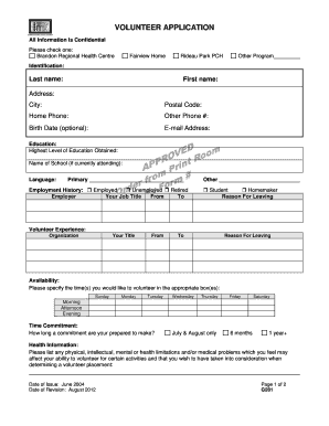 Volunteer Application Form