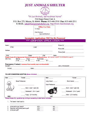 Pet Adoption Application Form