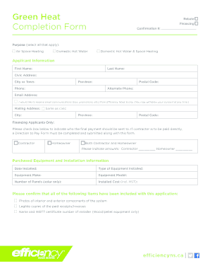 Green Heat Rebate Completion Form