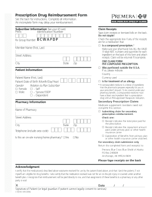 Prescription Drug Reimbursement Form