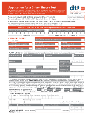 Driver Theory Test Application Form