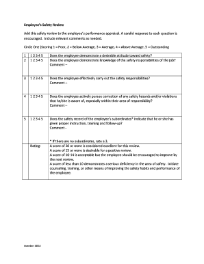 Employee Safety Review Form