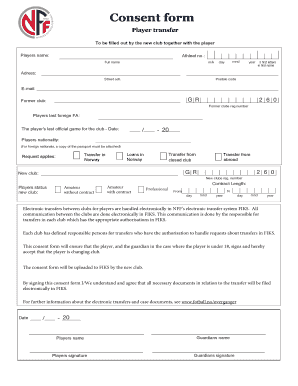 Player Transfer Consent Form