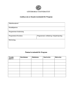 Application for Deviating Study Period