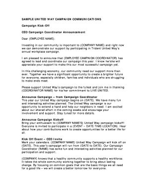 United Way Campaign Communication Template