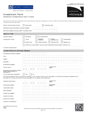 Investment Form for Collective Investments