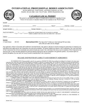 Canadian Local Rodeo Permit Application