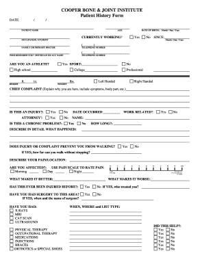 Patient History Form
