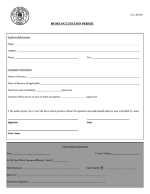 Home Occupation Permit Application
