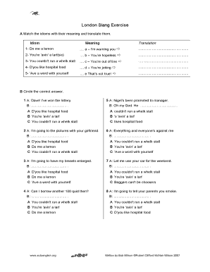 London Slang Exercise
