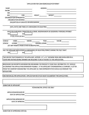 Canvasser/Solicitor Permit Application