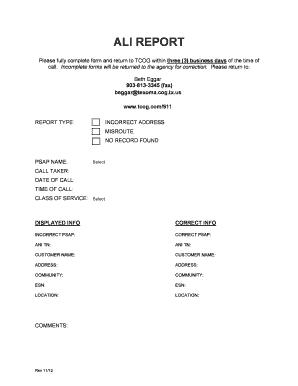 ALI Report Form