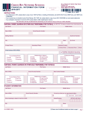 Cristo Rey Network Schools Financial Information Form